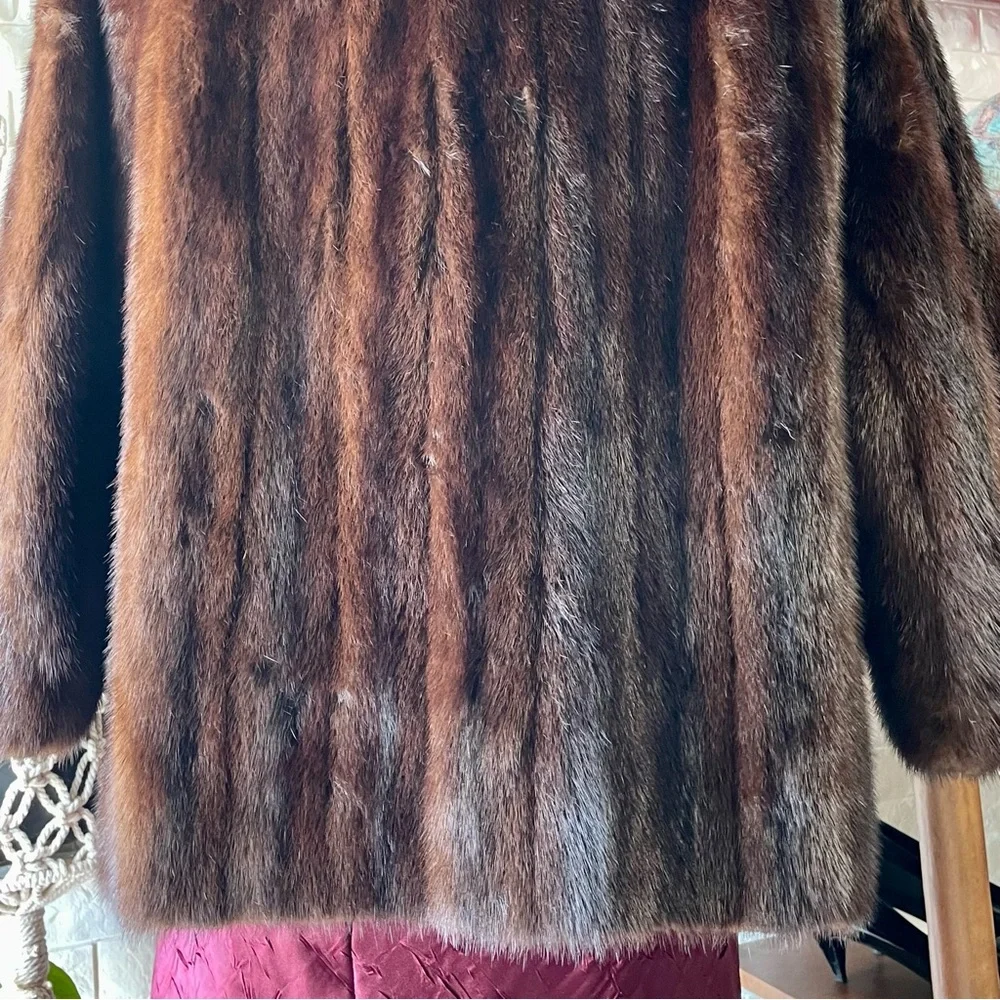 Vintage Brown German Kruse Gross Minneapolis High End Brown 100% Mink Fur Coat - Picture 11 of 15